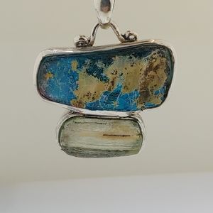 Sterling Silver Roman Glass One of a Kind Necklace